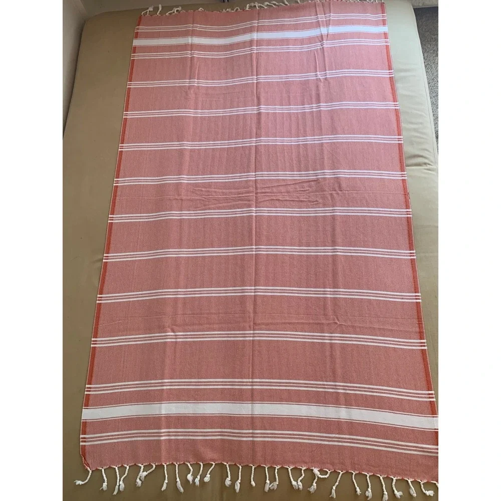 Loomed NOLA Organic Cotton Turkish Towel Peshtemal Terracotta Orange Stripe Boho